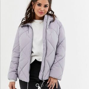 asos design gray puffer jacket